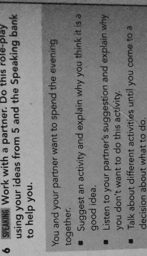 Suggest an activity and explain why you think it is a good idea. Listen to your partner's suggestion