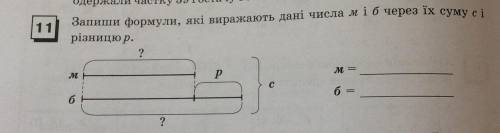 Запиши формулы, которые выражают данные числа «м» и «б» через их сумму «с» и разницу «р».