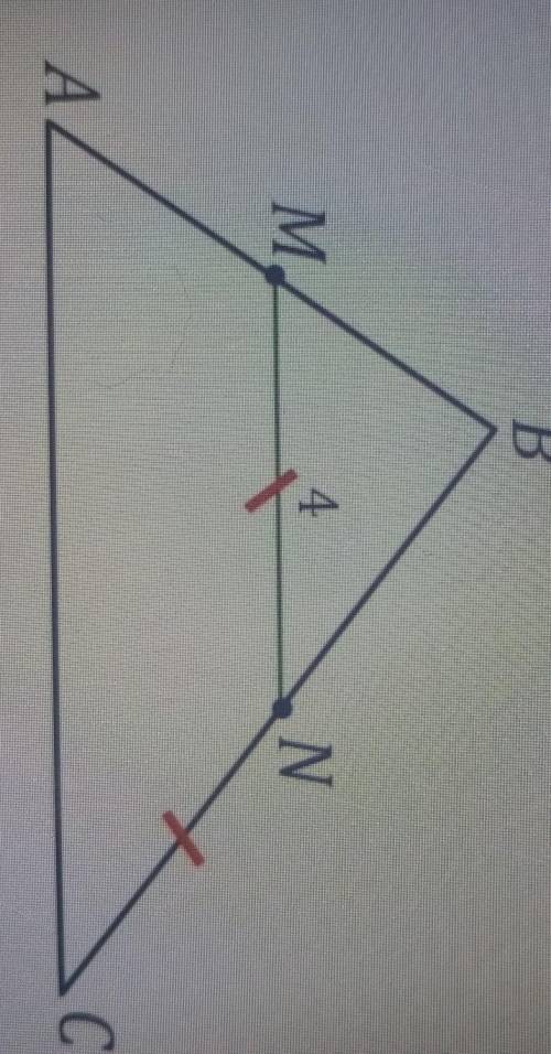 Известно, что MN средняя линия треугольника ABC. Пользуясь данными рисунка, найдите длину стороны BC