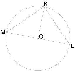 Треугольник KLM вписан в окружность, KO = 17,8 дм. Вычисли: ∢ LKM= °; ∪ML= °; ML= дм.