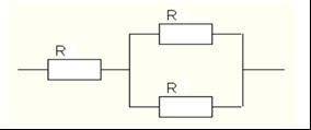 Ділянка електричного кола складається з трьох однакових резисторів. Визначте загальну потужність рез