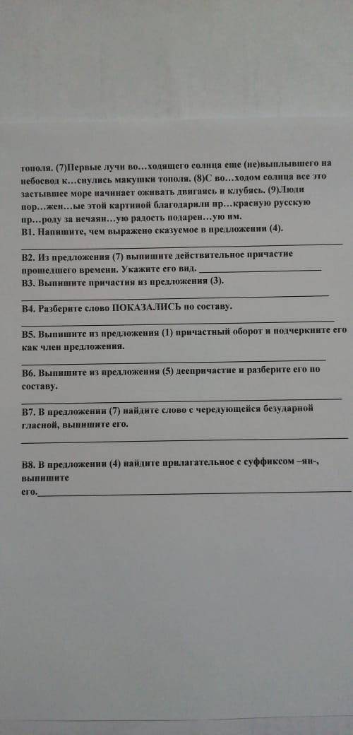 Итоговая контрольная работа по русскому языку 7 класс