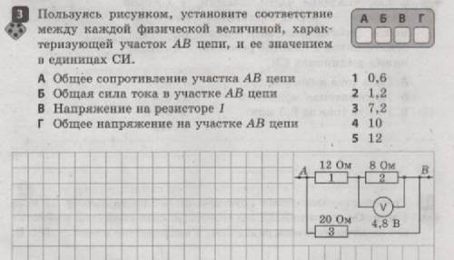 3 Пользуясь рисунком, установите соответствие между каждой физической величиной, характеризущей учас