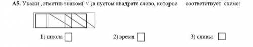 Укажи отметив знаком в пустом квадрате слово которое соответствует схеме