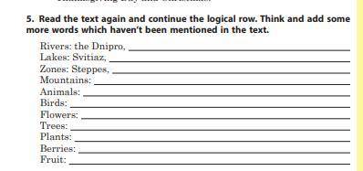 5. Read the text again and continue the logical row. Think and add some more words which haven’t bee