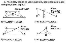 Укажите, какие из утверждений, приведенных к данным рисункам, верны.