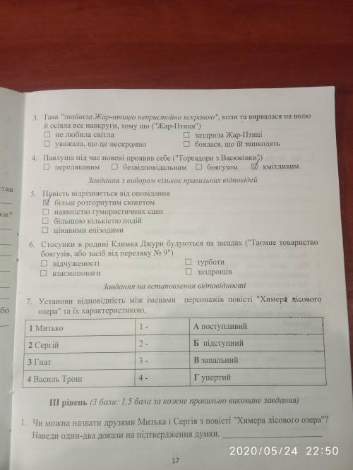 Контрольна робота з Української літератури