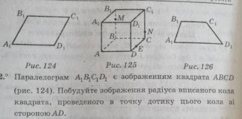 Паралелограм A1B1C1D1 есть изображением квадрата ABCD. Постройте изображение радиуса вписаного круг