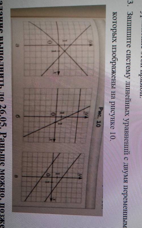 3. Запишите систему линейных уравнений с двумя переменными, графикикоторых изображены на рисунке 10