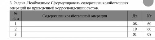 Задание по бухучету,сформулировать содержание хоз.операций