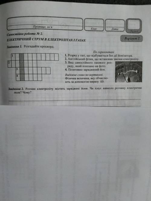 Вид самостійного газового розряду,який показагий на фото два дротика і між ними електрика