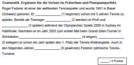 Grammatik. Ergänzen Sie die Verben im Präteritum und Plusquamperfekt. ( спам - бан)