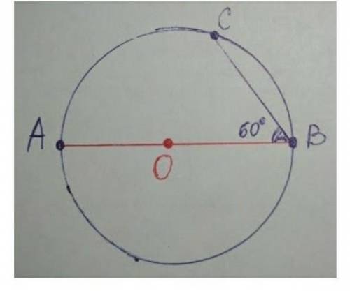 Діаметр АВ кола з центром у точці О утворює із хордою ВС кут 60 градусів. Виберіть правильне твердж