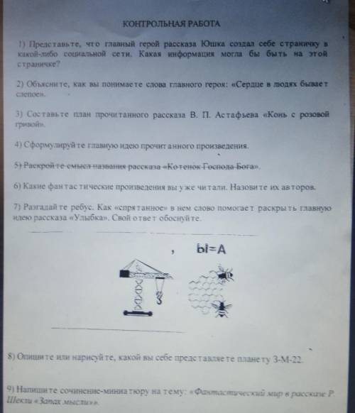 1) Представьте, что главный герой рассказа Юшка создал себе страничку вкакой-либо социальной сети.