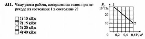 Чему равна работа, совершенная газом при переходе из 1 в состояние 2. (Пояснить почему)