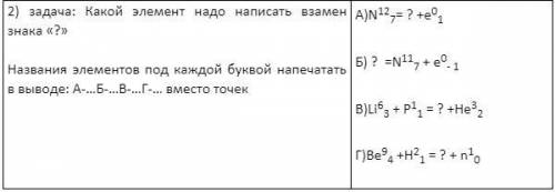 Какой элемент надо написать взамен знака «?» Названия элементов под каждой буквой напечатать в выв