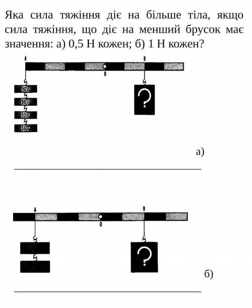 Яка сила тяжіння діє на більше тіла, якщо сила тяжіння, що діє на менший брусок має значення: а) 0,