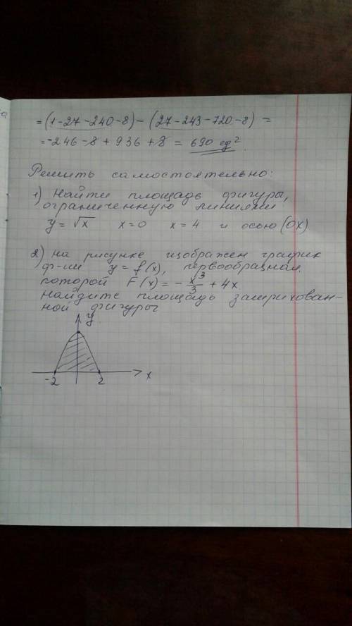 На рисунке изображен график ф-ии y=f(x), первообразная которой f(x)=-(x^3/3)+4x