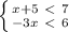 \left \{ {{x+5\ \textless \ 7} \atop {-3x\ \textless \ 6}} \right.