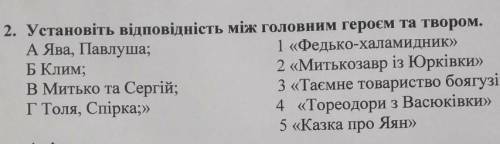 Установіть відповідність між головами героєм та твором ​