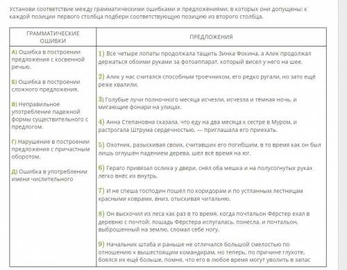 Установи соответствие между грамматическими ошибками и предложениями, в которых они допущены: к каж