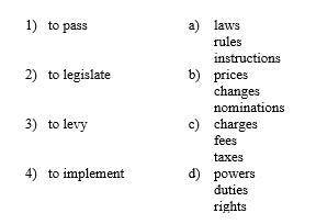 Choose the noun which can follow the verb