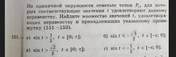 На единичной окружности отметьте точки Pt для которых соответствующие значение t удовлетворяют данн