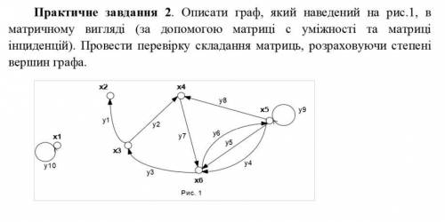 Дискретная Математика Описать граф, приведенный на рис.1, в матричном виде (с матрицы смежн