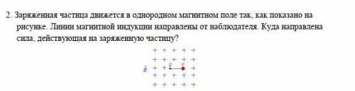 Заряженная частица движется в однородном магнитном поле так, как показано на рисунке. Линии магнитн