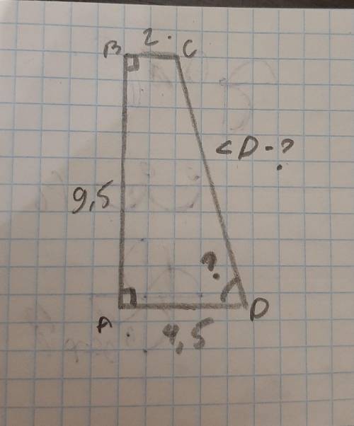 Нужно найти D°B° = A° = 90°AB=9.5мAD=4.5мBC=2м​