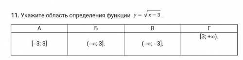 Укажите область определения функции