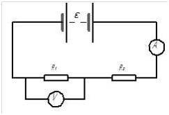 Какие показания амперметра и вольтметра в кругу, схема которого изображена нарисунке, если ЭДС ис