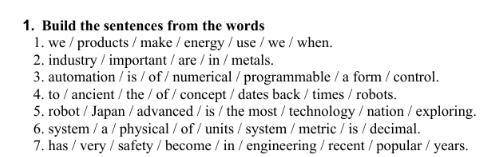 Три задания 1 Build the sentences from the words 3.Match the types of engineering with their meanin