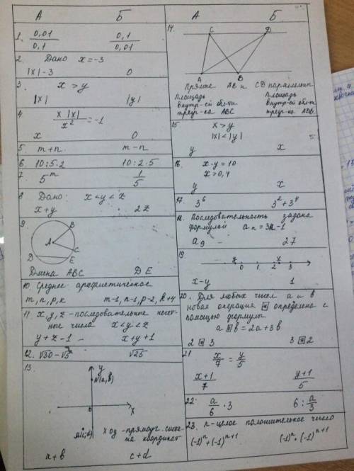 люди добрые (и умные), проверьте тест по математике! в каждом вопросе даны 2 величины в колонках. е