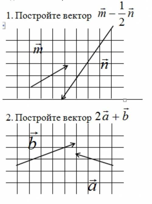 Постройте вектор m - 1/2nПостроите вектор 2a+b​