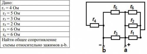 Найти общее сопротивлениесхемы относительно зажимов а-b.