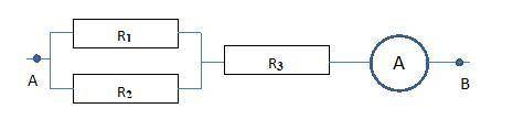 Решить задачу: Дано: R1=20Ом, R2=10Ом, R3=15Ом, U1=9В. Определить: RАВ, U2, U3, UAB, I1, I2, I3, IA