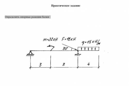 Определить опорные реакции балки