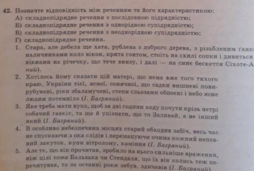 Українська мова відповідність речення та його характеристикою . Складнопідрядне речення