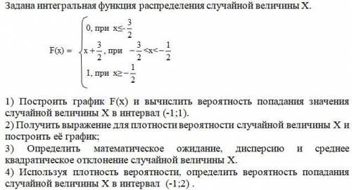 Задана интегральная функция распределения случайной величины Х.