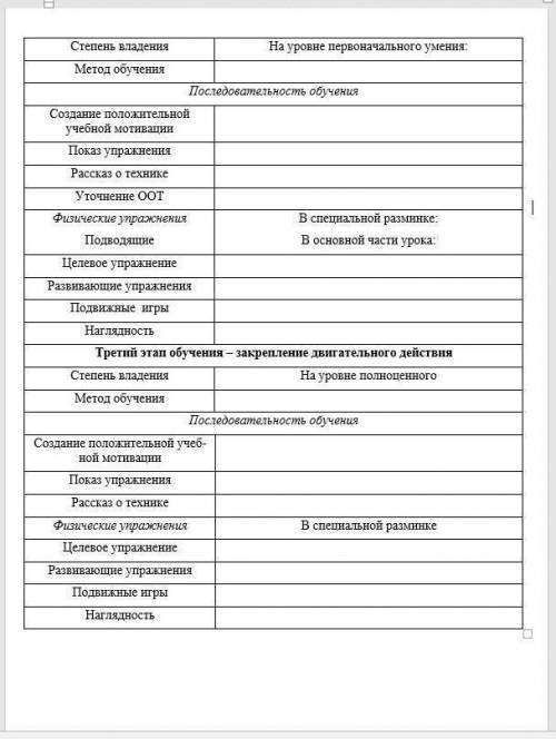 Тема: «Планирование обучения двигательным умениям и навыкам младших школьников». 3 класс Задания: