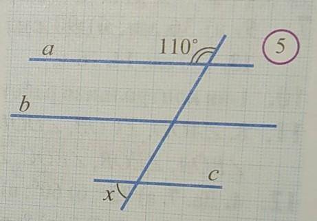 С объяснением! Найдите угол х, если а||b и b||c на рисунке 5. А) 60°, Б) 70°, В)80°, Г) 90°.​