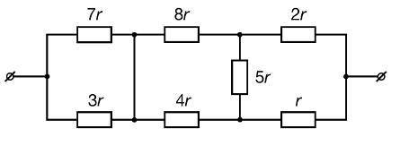 Определите общее сопротивление цепи, схема которой указана на рисунке, если известно, что r=30 Ом. о