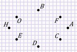 На рисунке 1 изображены восемь точек. Точка отсчёта совпадает с точкой C. Система координат задана д