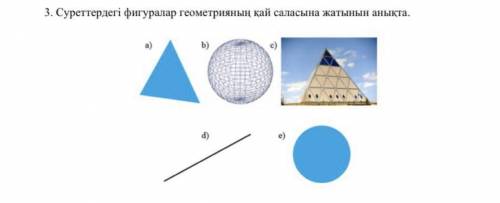 ПО ГЕОМЕТРИЯ Суреттердегі фигуралар геометрияның қай саласына жатынын анықта