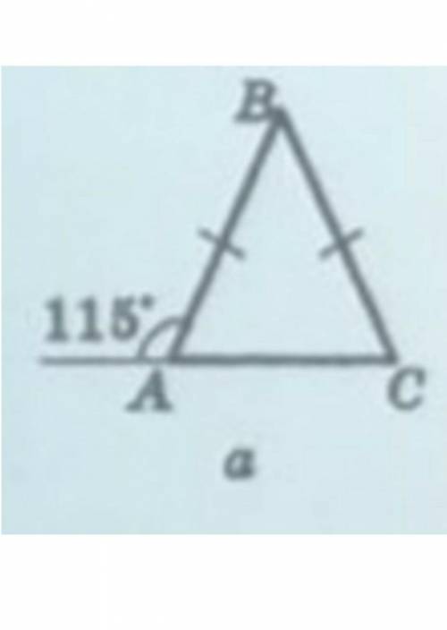 Знайдіть на рисунку невідомі кути рівнобедреного трикутника АВС ( АВ=ВС)​