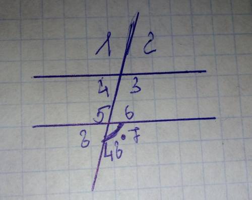 Геометрия,которую я конечно же не могу решить если ответите Дано:угол 7=48°найти остальные углы​