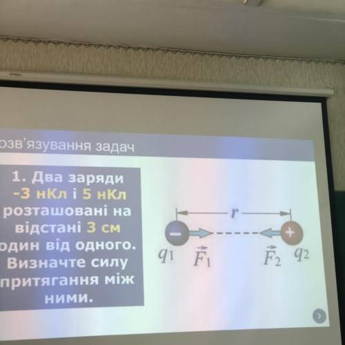 два заряди -3нКл і 5 нКл розташовані на відстані 3 см один від одного . Визначте силу притягання між