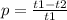 p = \frac{t1 - t2}{t1}