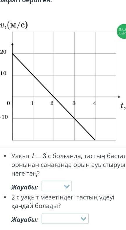 2с уақыт мезетінде тастың үдеуі қандай болды ​